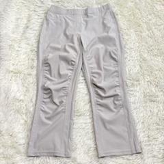 n6627 ストレッチパンツ XL ギャザー ミモレ丈 オフィスカジュアル 薄手