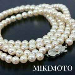 照り極強] MIKIMOTO ロープネックレス☆アコヤ真珠ロング サファイヤ