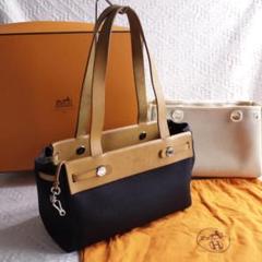 Hermes　エルメス　エールバッグ　ガバスPM　ハンドバッグ　ブラック収納袋付 Hermes エルメス エールバッグ ガバスPM ハンドバッグ ブラック