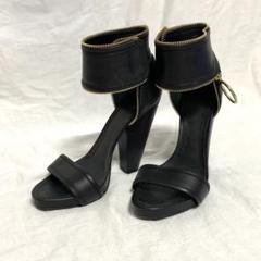 希少 GIVENCHY ジバンシィジップデザインオープントゥレザーヒールサンダル