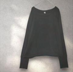 WE Wonder 黒 カットソー L 裏起毛 裾ゴムポワンシルエット