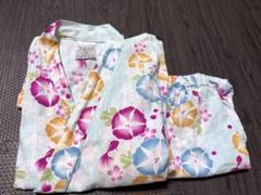 キッズ甚平 水色 花柄 130cm
