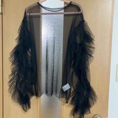 フリル付き黒メッシュブラウス (未使用)のサムネイル