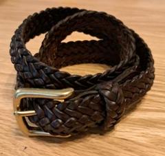 COACH 黒 レザー 編み込みベルト 36インチ コーチ leather mesh belt 編み込み メッシュ レザーベルト