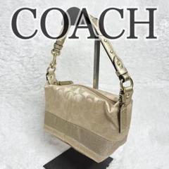 【美品】COACH ワンショルダー アクセサリーポーチ 三日月型 シグネチャー
