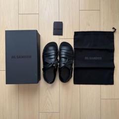 JIL SANDER オールレザーブラックサンダル 収納袋&箱付き