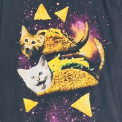 Tシャツ 黒 アニマル 猫 宇宙 XLサイズ