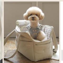 【美品】ba&ttang バエンタン　キャリーバッグ　アイボリー　M　小型犬 ba&ttang ラインソフト キャリーバッグ Mサイズ ペット 犬