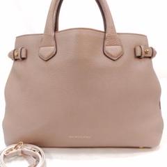 バーバリー バナーバッグ 2way ショルダー レザーA4可 チェック 薄ピンク バーバリー バナーバッグ 2way ショルダー レザーA4可 チェック