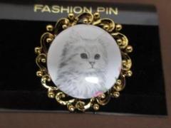 新品未使用　猫　キャット　ストーンカメオ　ブローチ兼ペンダントトップ 猫モチーフのストーンカメオブローチ兼Pトップ