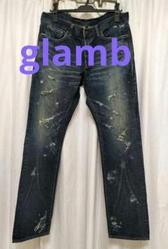 専用　タグ付き新品未開封　glamb ダメージデニムパンツ サイズ3 インディゴ glamb 「glamb」 ダメージ加工デニムパンツ M インディゴブルー