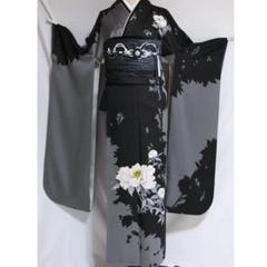 美品！絞り入・人気黒！成人式振袖5点セット丸栄謹製帯新品帯揚げフルセットGB75 美品！絞り入・人気黒！成人式振袖5点セット丸栄謹製帯新品