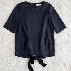 【美品】アドーア ADORE リネンブラウス　カットソー　バッグボタン 半袖 バックサテンジョーゼットブラウス | ADORE（アドーア