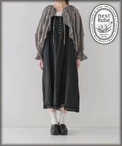 nestRobe ネストローブ　リネンチェック　2way カーディガン　ボレロ nest Robe ネストローブ カーディガン ボレロ シャツ ダブル