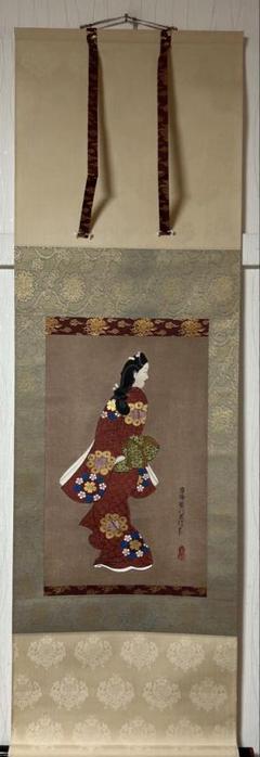 菱川師宣 紙本掛軸 【見返り美人】東京国立博物館蔵 巧藝画 師宣