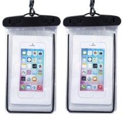2枚セット 完全防水 スマホケース 夜光 全面クリア タッチ可
