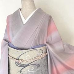 超可爱 美色 しつけ付き 米沢紬縦縞紅花染め メルカリ - 正絹着物 着物・浴衣