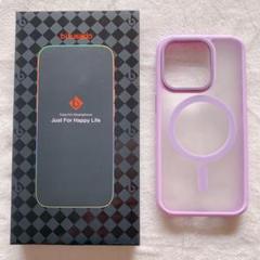 iPhone 15 Pro用磁気 ケース [MagSafe対応] 半透明 紫