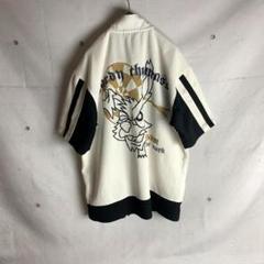 【ジャージ　トラックジャケット　刺繍　アームライン　ボディーライン　古着】