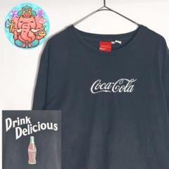 Tシャツ 黒 企業 コカコーラ 刺繍ロゴ バックプリント XLサイズ