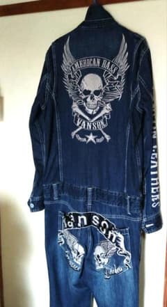 ☆クリスタルキング様☆VANSON スカル刺繍 つなぎ オーバーオール S