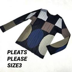極美品 19SS⭐️プリーツプリーズ 長袖カットソー 変形 プリーツ加工 黒 3 イッセイミヤケプリーツプリーズ（レディースTシャツ