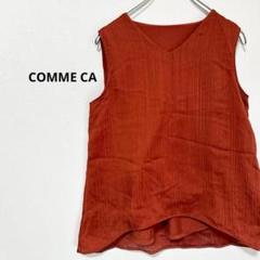 COMME CA Tシャツ　トップス　赤　袖なし　ストライプ　無地　Mサイズ