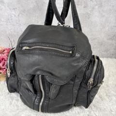 【定番】 アレキサンダーワン リュック ラムレザー 黒 ファスナー 3way