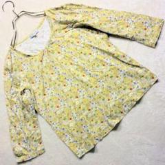 トゥーシー 小花柄カットソー 七分袖 イエロー Lサイズ レディース フェミニン