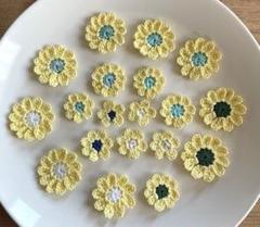 ハンドメイド　レース編み　かぎ針編み 花モチーフ 19個セット　お花フラワー
