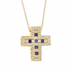 ダブルクロス ネックレス ユニセックス 925 スターリングシルバー 金メッキ