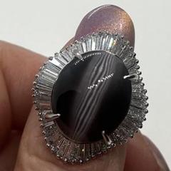 天然 シリマナイトキャッツアイ ダイヤモンド 計3.89ct PT900/850 Sillimanite Cat's Eye Pt900シリマナイトキャッツアイ