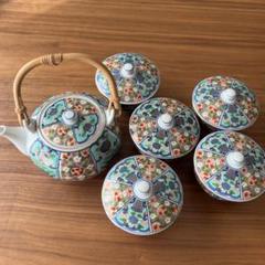 古伊万里金彩染付葡萄文蓋付茶碗一対