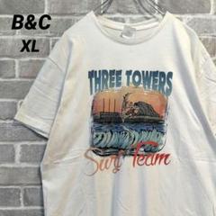 【B&C】半袖プリントTシャツ ホワイト サーフィン US古着