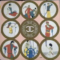 シャネルスカーフ　CHANEL　季節のスポーツ　サーモンピンク