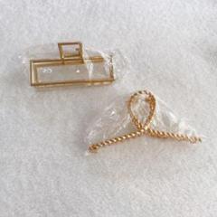 2個セット 金属 大きめ ヘアクリップ まとめ髪 （ローズゴールド）