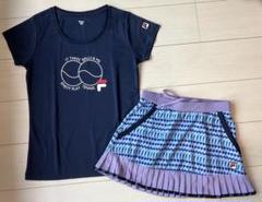 FILA ネイビー プリーツスコート上下セット 美品＊FILAフィラ＊裾プリーツスコートと紺のトップスの上下
