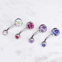 へそピアス ボディピアス バナナバーベル ジルコニア ジルコニア 14G