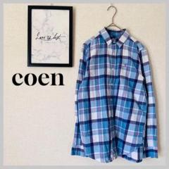 コーエン (M) シャツ トップス / メンズ チェック コットン ブルー系のサムネイル