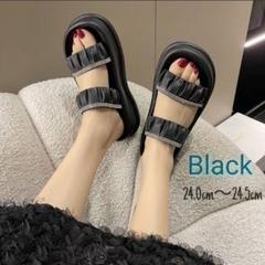 大人気 厚底サンダル ブラック 海 美脚 ビーチ 夏休み 黒