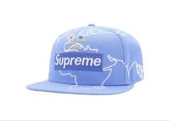 新品未使用◼️水色supreme WorldwideBox Logo NewEra Supreme Worldwide Box Logo New Era Hat Light Blue - FW23 - JP