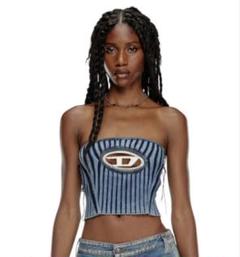 DIESEL ベアトップ リブニット ✨DIESEL ディーゼル Dロゴ リブニット ベアトップ - メルカリ