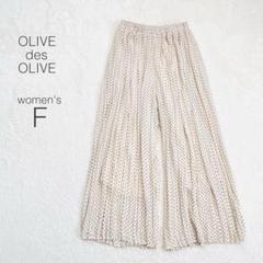【オリーブデオリーブ】ワイドパンツ ドット シフォン プリーツ ギャザー シアー