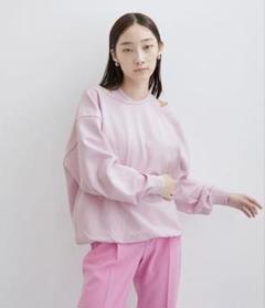 アダムエロペ　トレーナー　ピンク スウェット ショート丈　背面ジッパー付き ADAM ET ROPÉ FEMME(アダム エ ロペ ファム) スウェット通販｜J