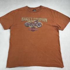 ハーレーダビッドソン Tシャツ オレンジ テキサス バイク 両面ロゴ