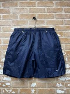 00s NIKE ハーフパンツ　ナイキ　水着　ナイロンパンツ　ネイビー　刺繍