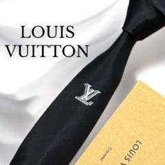 LOUIS VUITTON ルイヴィトン ネクタイ 黒 LV ロゴ ソリッド