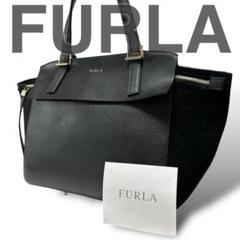 クラシック 美品 FURLA スエード レーザー ワンショルダー ドルチェヴィータ バッグ