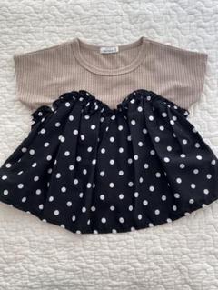 PAIR MANON 半袖シャツ ベージュ・黒の水玉