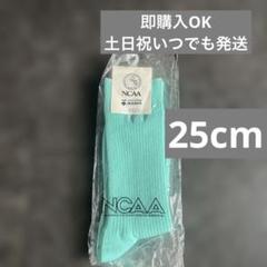 ロングソックスNCAAエメラルドグリーン 靴下25cm